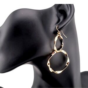 Mixit Double Twisted Hoop Dangle Earrings Gold Hammered Hypoallergenic NWT